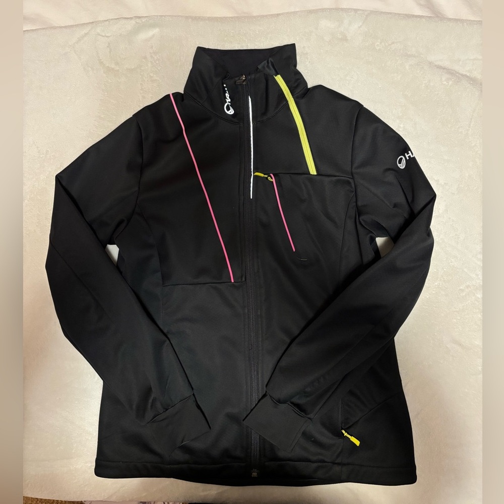 Halti Black Softshell Jacket with Pink and Yellow Trim